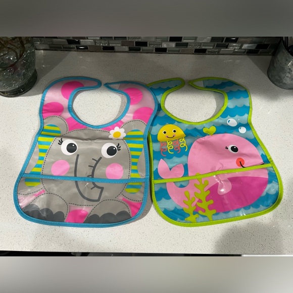 Babies  BIBS SET OF 2-pink & blue - Picture 1 of 10